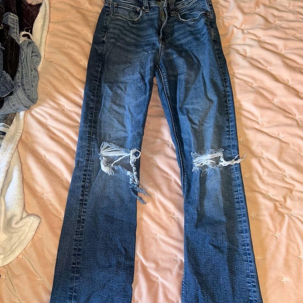 American Eagle Outfitters Blue Flare Wide Leg Jeans